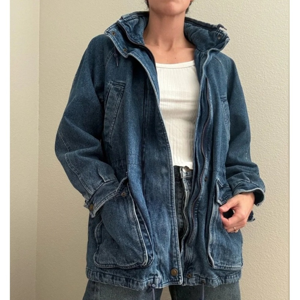 Pacific Trail Vintage Denim Field Jacket Flannel Lined Utility Coat Deadstock S - Picture 2 of 12
